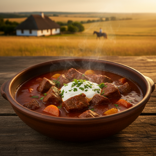 Goulash de boeuf et pommes de terre vapeur