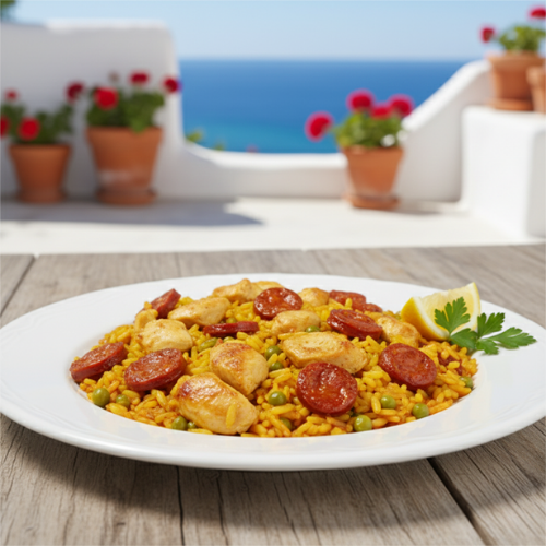 Paëlla au poulet et chorizo