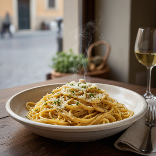 Spaghetti sauce carbonara artisanale