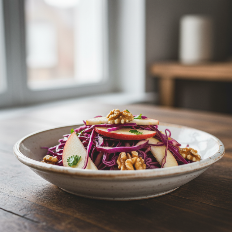 Salade de chou rouge, pommes & noix