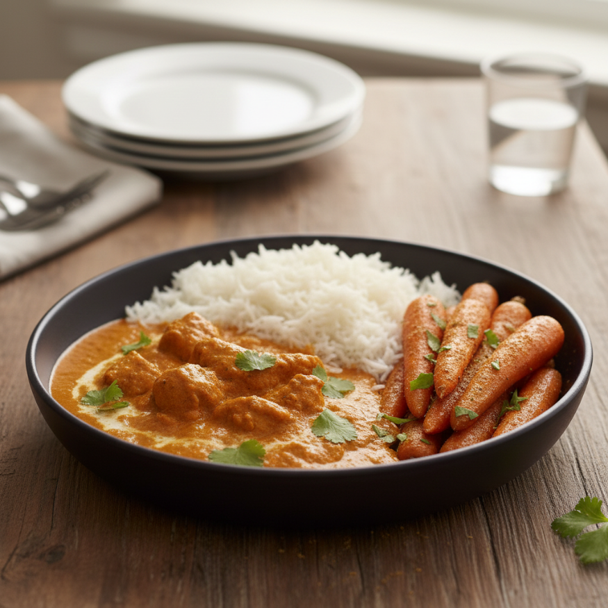 Butter Chicken maison et carottes roties au cumin