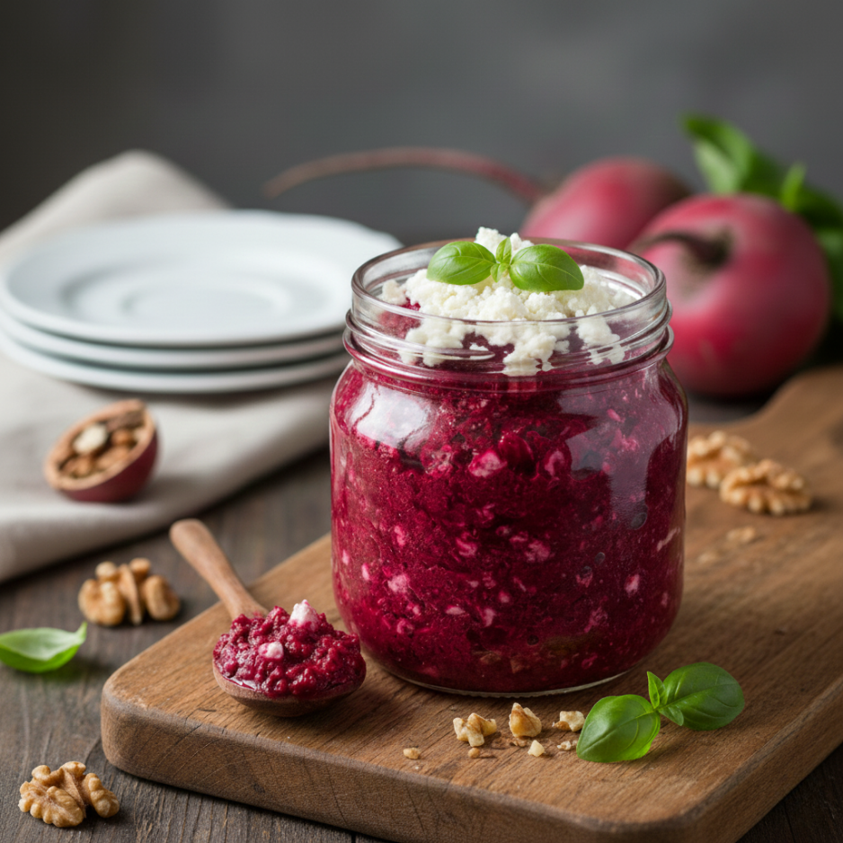 Pesto de betterave au chèvre frais