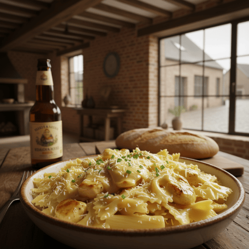 Poulet au maroilles et spaghetti